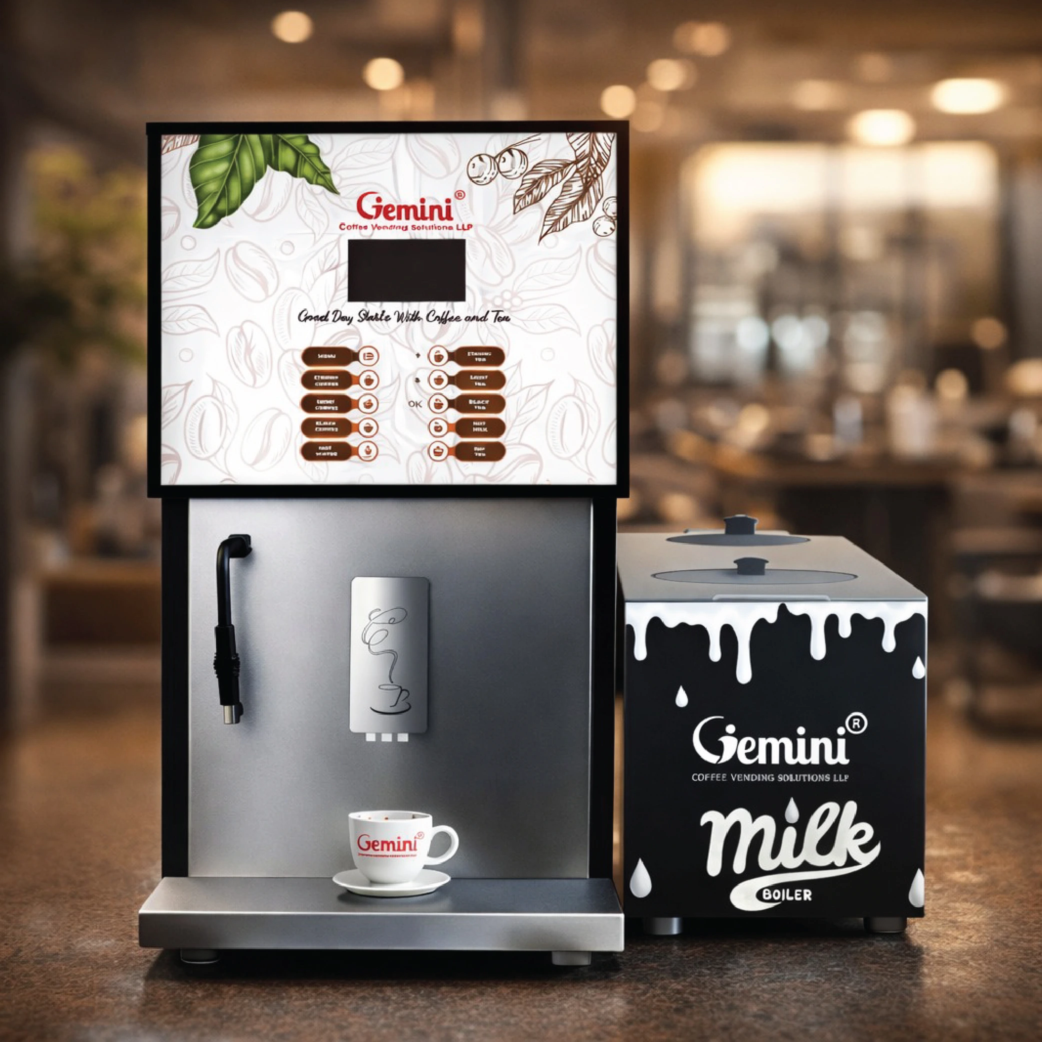 Gemini Automatic Coffee Machine – fully automatic 9-option filter coffee vending machine for offices and commercial spaces