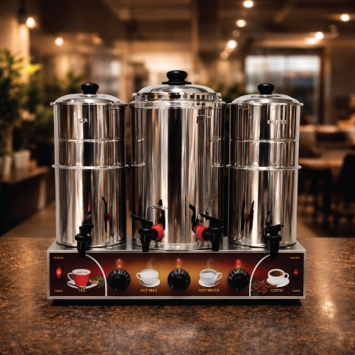 Filter Coffee and Tea Maker – dual-output machine brewing authentic South Indian filter coffee and hot tea for offices and commercial canteens