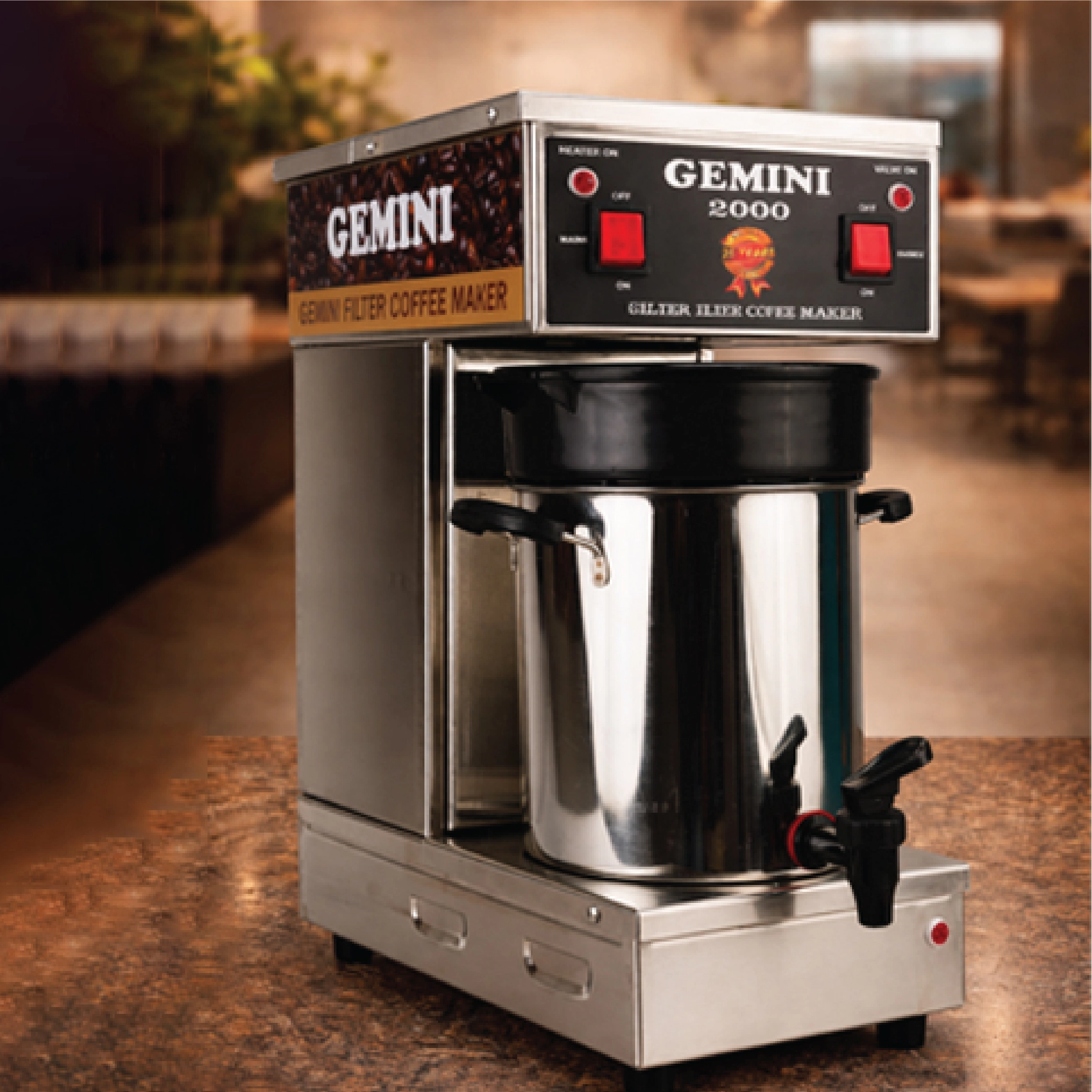 Gemini Coffee Maker 2000 – semi-automatic filter coffee machine with 2 litre decoction output for offices and restaurants