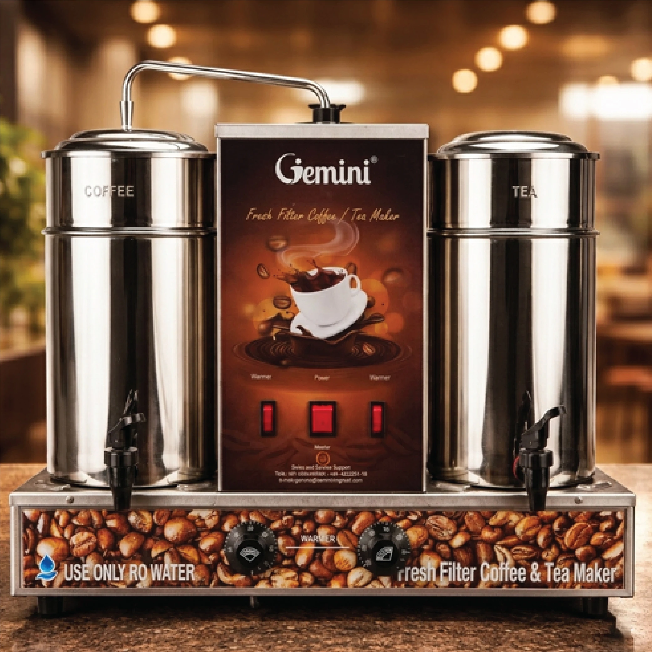 Gemini Tea Coffee Machine – semi-automatic fresh milk filter coffee and tea maker for offices and canteens